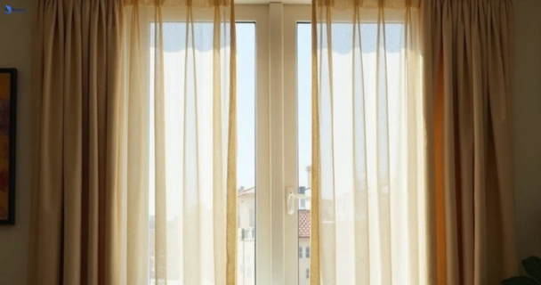 Dull dusty drapes in niddrie-vic before professional cleaning